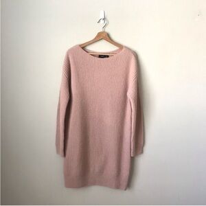 Theory Rib Boat Neck Sabine Wool sweater dress tunic pink blush